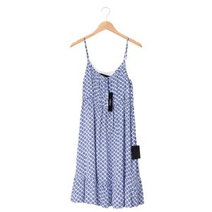 Lulus Grecian Getaway Blue And White Print Mini Dress - Size L